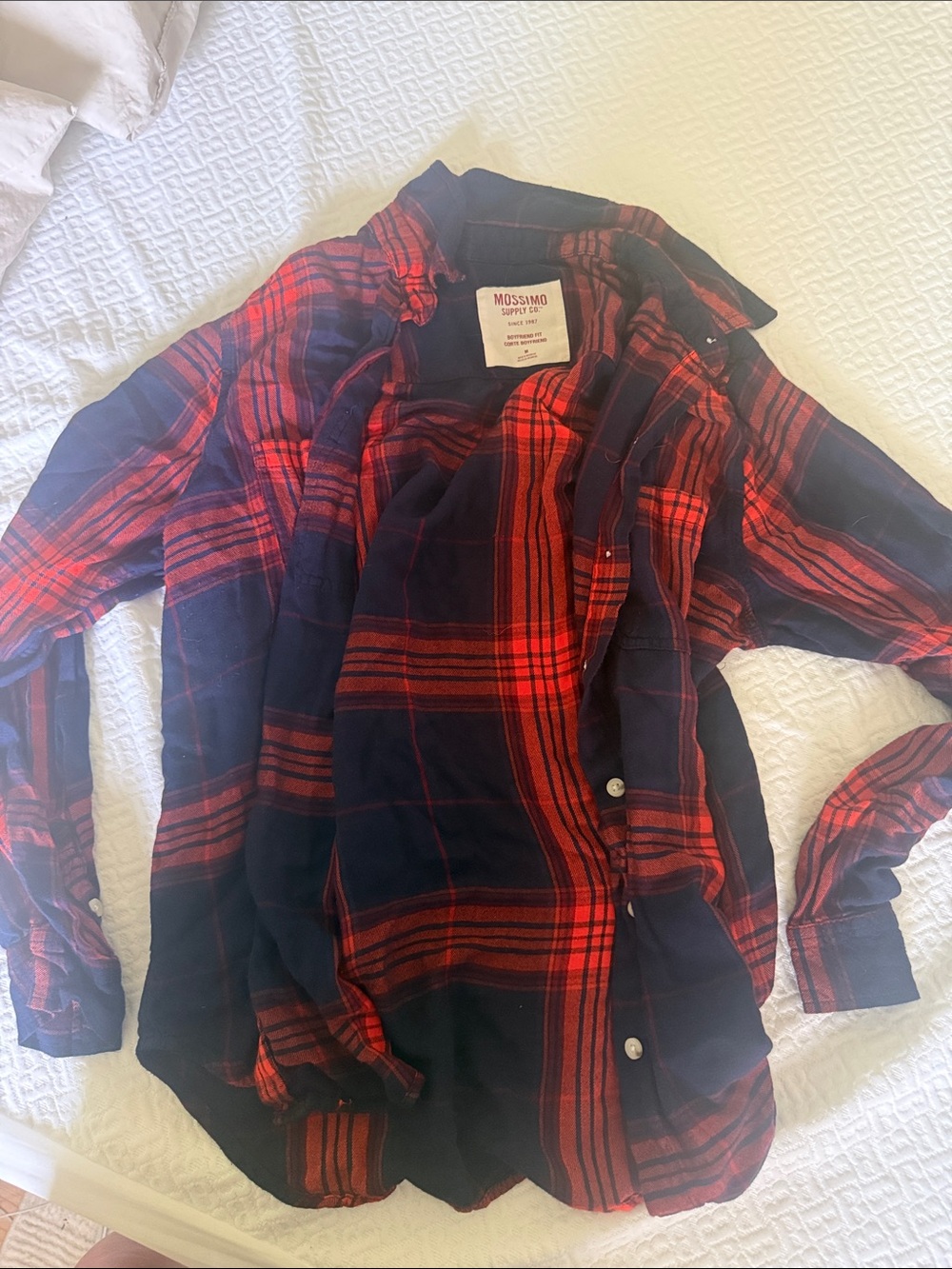 Mossimo Supply Co. Red and Navy Plaid Button-Down Shirt